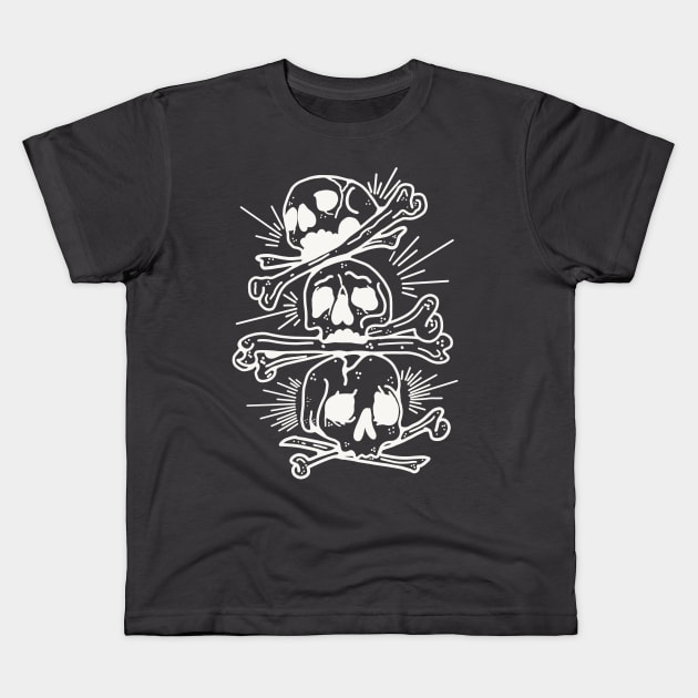 Three of skulls Kids T-Shirt by Autistique